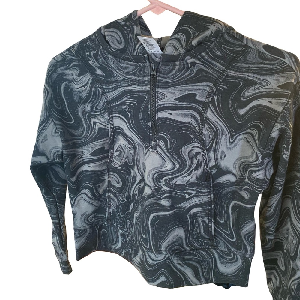 Black and Gray Marble Pattern Hoodie